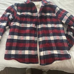 Faherty Plaid Shirt in Red, Blue, and Cream